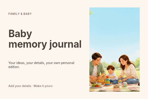 Baby memory journal postcard template