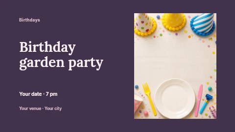 Colorful birthday party decorations flatlay in Birthday garden party banner template