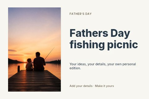 Fathers Day fishing picnic postcard template