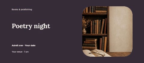 Poetry night event ticket template