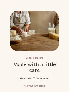 Cheesemaker shaping fresh cheese in Handmade photo showcase · Picture window