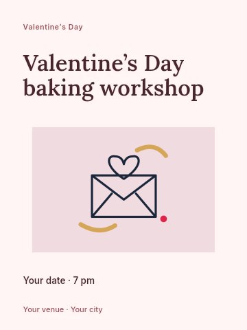 Valentine love letter · Duotone in Valentine’s Day baking workshop invitation template