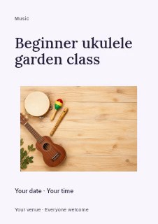 Beginner ukulele garden class flyer template · Modern programme