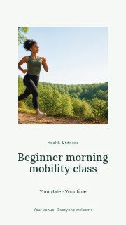 Beginner morning mobility class instagram story template · Picture window