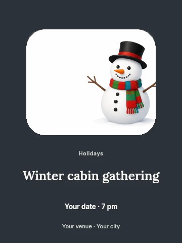 Winter cabin gathering invitation template