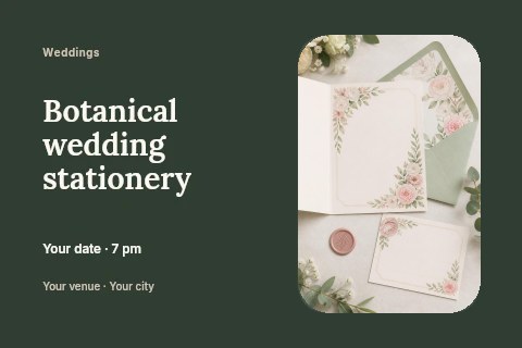 Botanical wedding stationery postcard template