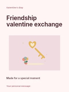 A golden love key and floral ribbon in Friendship Valentine exchange · Modern programme
