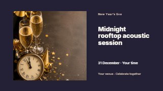 Midnight rooftop acoustic session presentation cover template · Horizontal photo dialogue