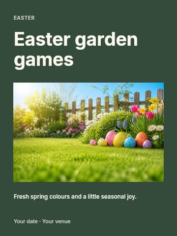 Easter garden games poster template