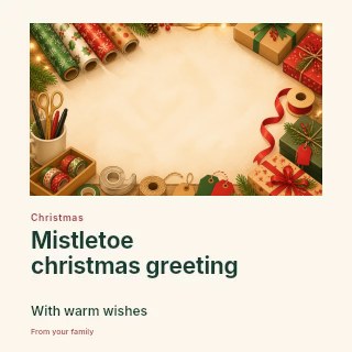 Mistletoe Christmas greeting social media post template · Gallery editorial