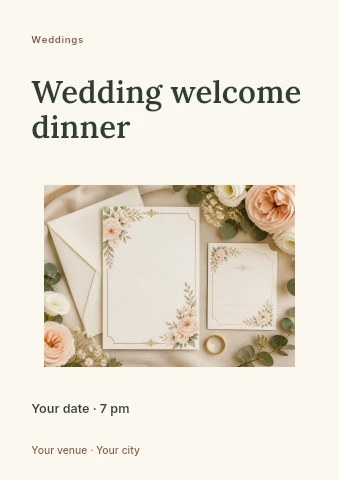 Wedding welcome dinner flyer template