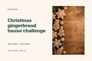 Christmas gingerbread house challenge postcard template · Horizontal photo dialogue