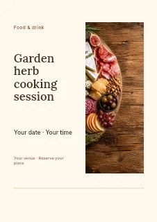 Garden herb cooking session flyer template · Split portrait