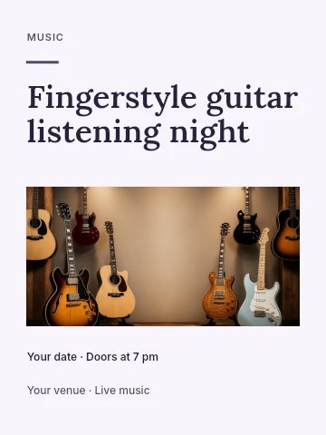 Fingerstyle guitar listening night poster template · Picture window