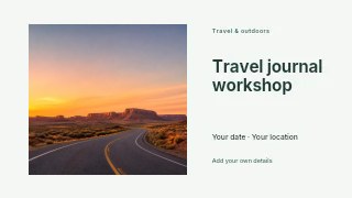 Travel journal workshop youtube thumbnail template · Horizontal photo dialogue