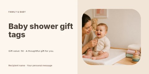 Baby shower gift tags gift voucher template