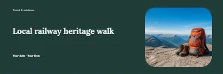 Local railway heritage walk banner template · Horizontal photo dialogue