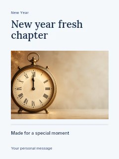 New Year fresh chapter greeting card template · Title & photograph
