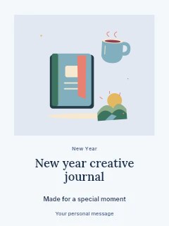 Fresh morning with a diary and warm tea in New Year creative journal · Quiet photo gallery