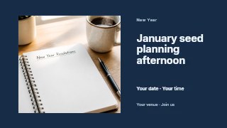 January seed planning afternoon presentation cover template · Horizontal photo dialogue