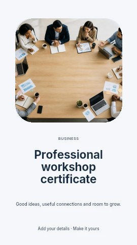 Professional workshop certificate instagram story template