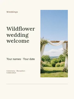 Wildflower wedding welcome poster template · Split portrait