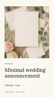 Minimal wedding announcement instagram story template · Gallery editorial