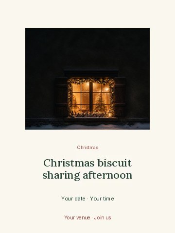 Christmas biscuit sharing afternoon poster · Picture window poster template