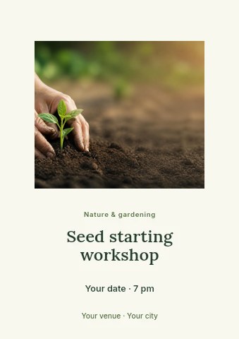 Seed starting workshop flyer template
