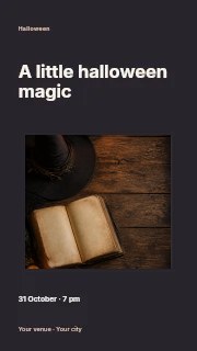 Witch Hat with Old Book and Candle in Halloween photo celebration · Modern programme