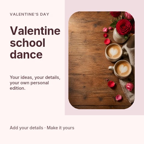 Valentine school dance social media post template