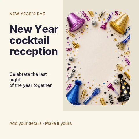 New Year cocktail reception social media post template