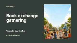 Book exchange gathering presentation cover template · Horizontal photo dialogue
