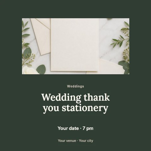 Wedding thank you stationery social media post template