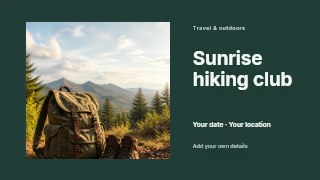 Sunrise hiking club youtube thumbnail template · Horizontal photo dialogue