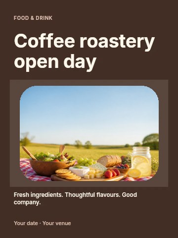 Coffee roastery open day poster template