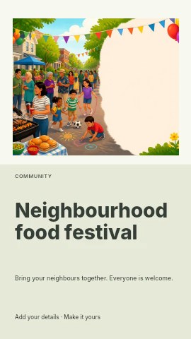 Neighbourhood food festival instagram story template
