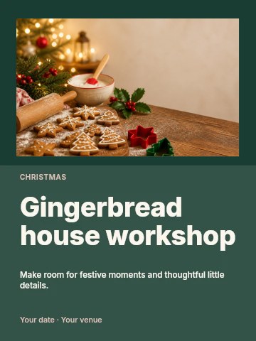 Gingerbread house workshop poster template