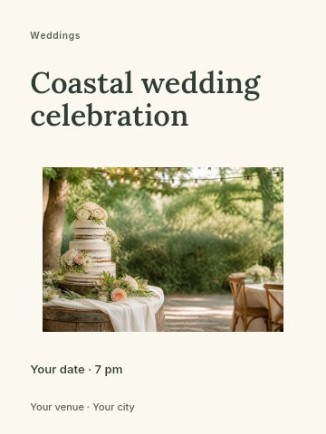 Coastal wedding celebration poster template