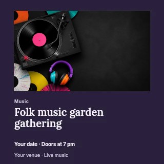 Folk music garden gathering social media post template · Gallery editorial