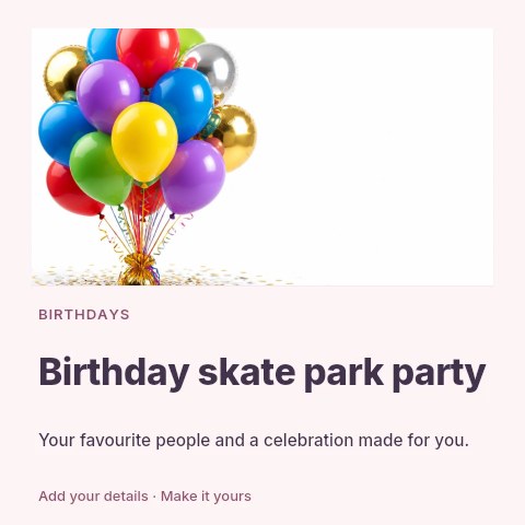 Birthday skate park party social media post template