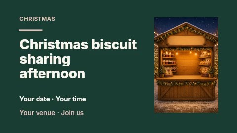 Christmas biscuit sharing afternoon presentation cover template · Horizontal photo dialogue