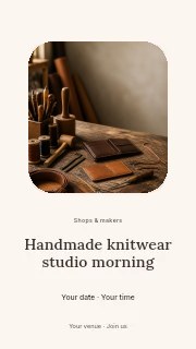 Handmade knitwear studio morning instagram story template · Picture window