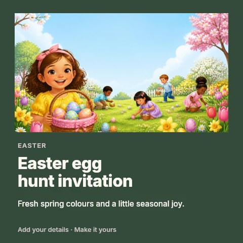 Easter egg hunt invitation social media post template