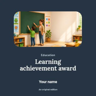 Learning achievement award podcast cover template · Picture window