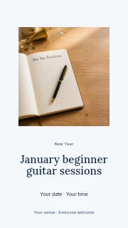 January beginner guitar sessions instagram story template · Picture window