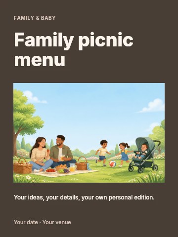 Family picnic menu poster template