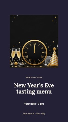 New Year’s Eve tasting menu instagram story template