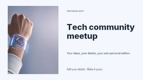 Tech community meetup presentation cover template