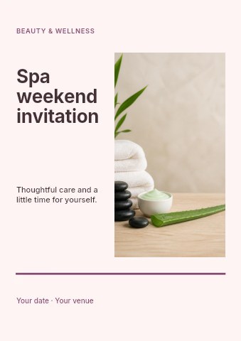 Spa weekend invitation flyer template